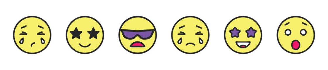 Smiling yellow Emoji with golden accents, a cheerful 2D vector illustration for a fun holiday, cartoon emoticon faces, emoji icons, emoji symbols, happy expressions, smile icons, vector illustrations