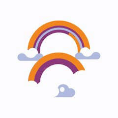 Colorful Rainbows and Clouds Vector Illustration-Whimsical Rainbow Art for Kids-Bright Rainbow Graphic Design-Playful Rainbow Clipart for Creative Projects