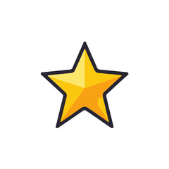 Obraz premium Golden Star Icon Illustration - Shiny Yellow Star with Black Outline - Symbol of Success and Achievement - Graphic Element for Design Projects