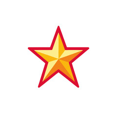 Obraz premium Golden Star with Red Border- Shiny Five Pointed Star Illustration- Star Shape Icon- Award and Recognition Symbol- Vector Graphic of a Gold Star- Isolated Star Image