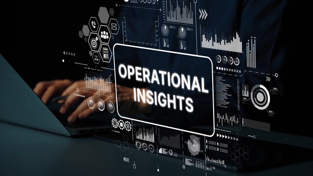 Business analytics technology with operational insights displaying data visualizations and graphs on a digital screen. Asymptotic smart data analytic.