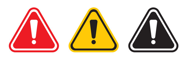 warning danger icon. Caution alarm alert set, triangle warn sign , attention png icon, red yellow black color