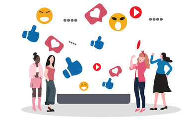 Social media job, online strategy team or internet community customer management, social network career, marketing professional, business people online team working with social media components