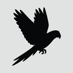 Silhouette macaw parrot flying bird simple vector illustration