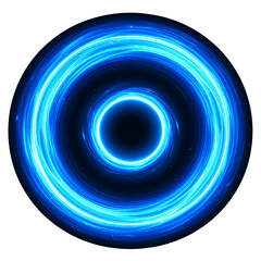  Blue Glowing Circular Portal with Vortex Swirl Effect, Isolated on Transparent Background PNG