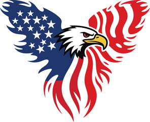 American eagle with flag wings patriotic vector illustration