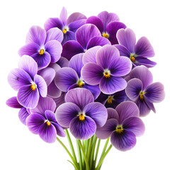 Fresh Violet Flowers Isolated on White Background