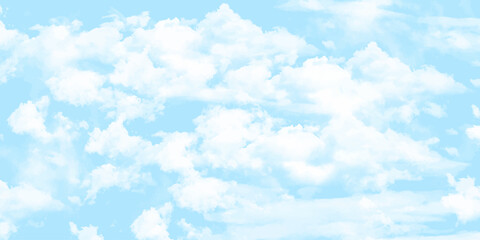 Blue sky with white cloud Vector cartoon nature background