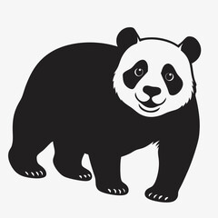 silhouette panda on the white background   