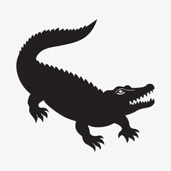 silhouette crocodile on the white background   