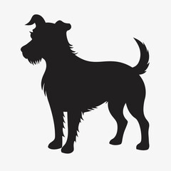 silhouette dog on the white background   