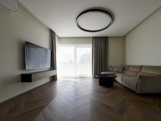 Modern luxury apartment interior in minimal scandinavian style, 3d rendering
