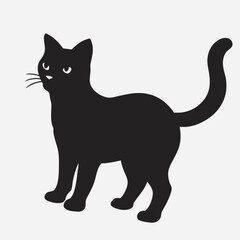 silhouette cat and attack look  on the white background 