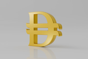 UAE United Arab Emirates Dirham Symbol in Gold - 3D Illustration Render