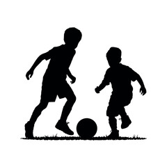 Silhouette of children playing football vector illustration for sports and childhood themes