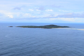 Sweeping view over Zenith Beach and Shoal Bay from the Tomaree Mountain Lookout - Shoal Bay, NSW, Australia. March 2021. This was during the Covid 19 pandemic. 