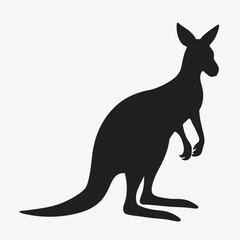 silhouette kangaroo on the white background 