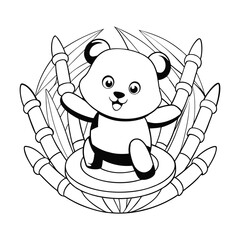 Panda Cub Spinning In Bamboo Garden