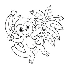 Monkey Swinging Near Banana Tree Art
