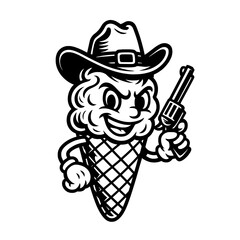 Cowboy Ice Cream Mascot Vector Illustration