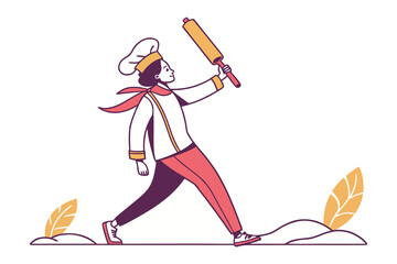 The Baking Visionary: An illustrated chef, poised with a rolling pin, exudes a spirit of culinary ambition and baking adventure. Witness the joy of bringing gastronomic vision to life!
