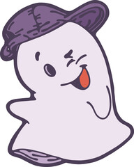 CHEERFUL GHOST WITH HALLOWEEN STYLE CAP