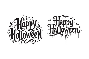 Happy halloween gothic calligraphy with spooky elements