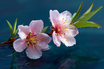 Delicate pink blossoms with water droplets pink flowers
