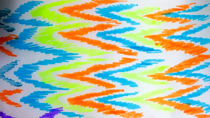 Rainbow Geometric Painting. Ikat Weaving.