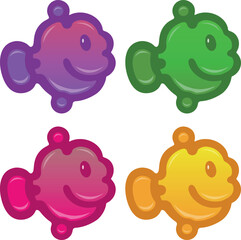 SET OF COLORFUL SMALL FISHES 
