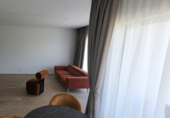Modern luxury apartment interior in minimal scandinavian style, 3d rendering
