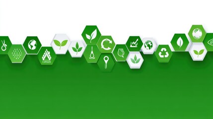 Green Sustainable Development Icons Representing Nature, Environment, and Renewable Energy Solutions for Eco-Friendly Practices