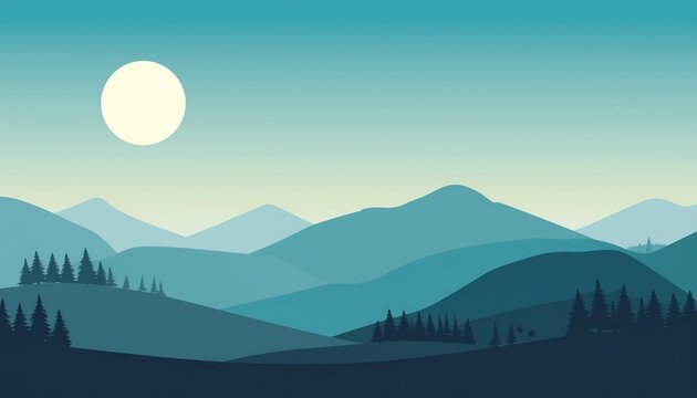 landscape art background with mountains and hills