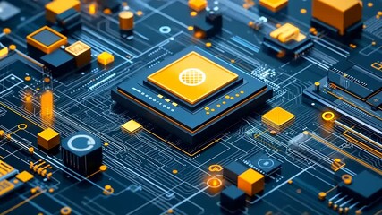 Abstract Tech Microchip Circuit Board Design - Powered by Adobe