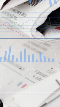 Animation of data processing over newspaper
