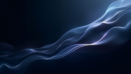 Abstract Flowing Light Waves on Dark Background. Generative Ai.