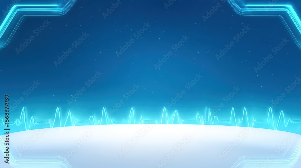 Poster futuristic digital background with abstract wave patterns and blue gradient for technology and scien