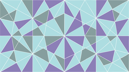 Abstract geometric mosaic pattern with modern colors in triangle and star shapes