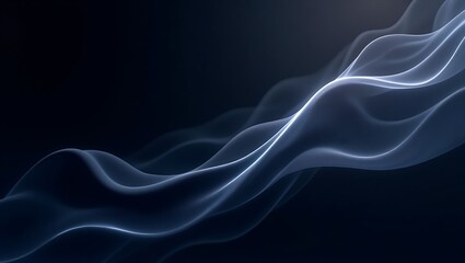 Abstract Flowing Light Waves on Dark Background. Generative Ai.