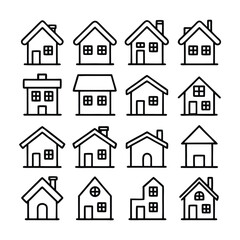 Fototapeta premium Collection of simple house outlines home building