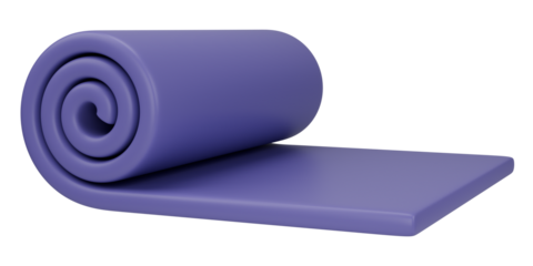 Stylized purple exercise mat. Isolated on transparent background