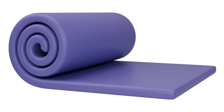 Stylized purple exercise mat. Isolated on transparent background