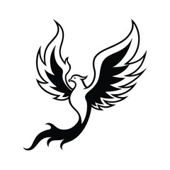 Fototapeta premium Stylized phoenix bird with wings spread silhouette vector illustration