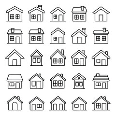 Minimalist house outlines with windows and doors home