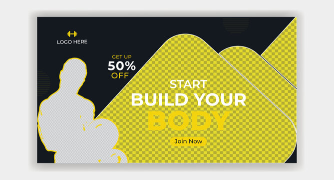 Fitness journey body build strength template design