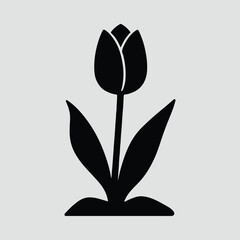 Silhouette tulip flower simple elegant minimalist design Vector illustration