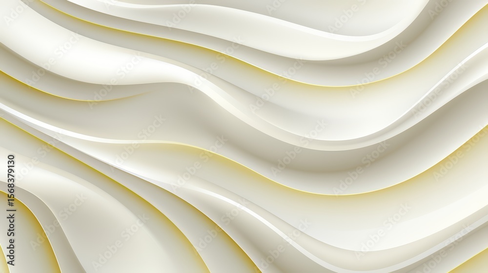 Poster White and gold background with a wave pattern. The background is smooth and flowing, giving a sense of calmness and serenity. The gold color adds a touch of luxury and elegance to the scene