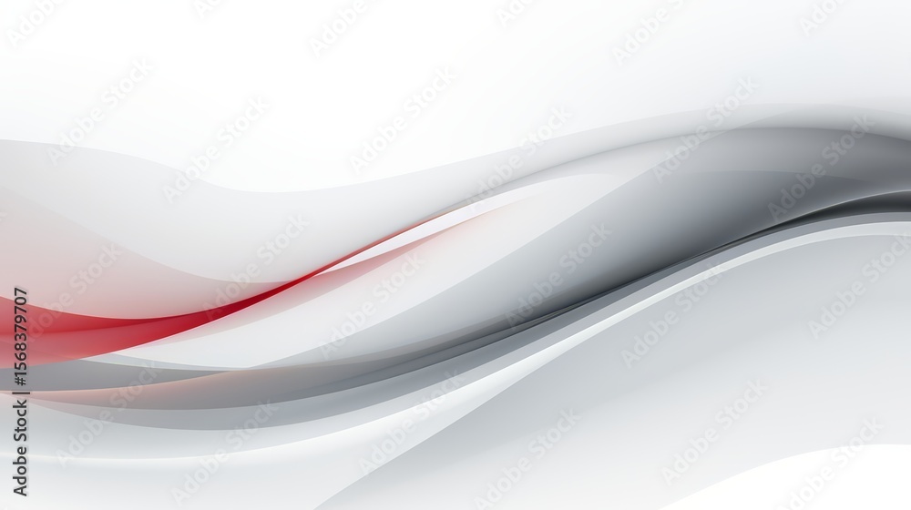 Poster white background with a red and gray wave. the wave is very long and has a lot of detail