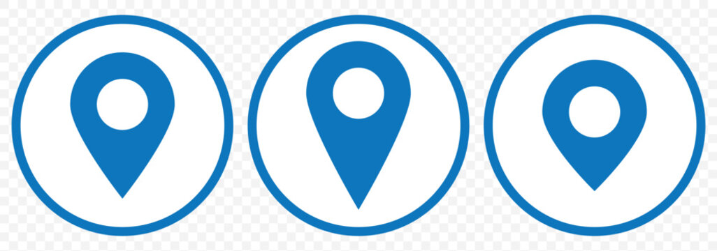 Set of blue map pin icons. Design can use for web and mobile app. Vector illustration on Transparent Background. EPS 10.