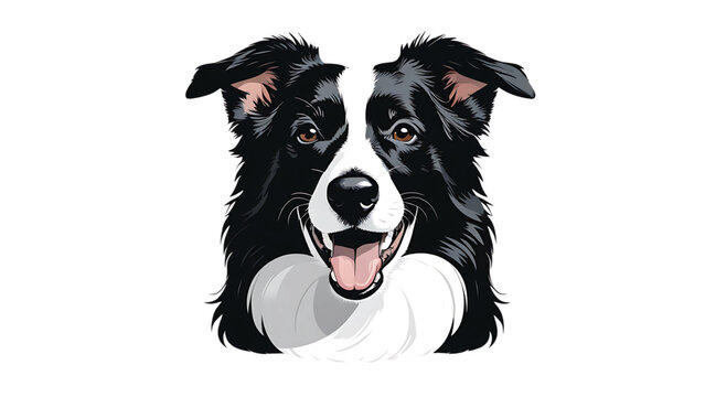 Happy border collie dog portrait with open mouth and tongue out